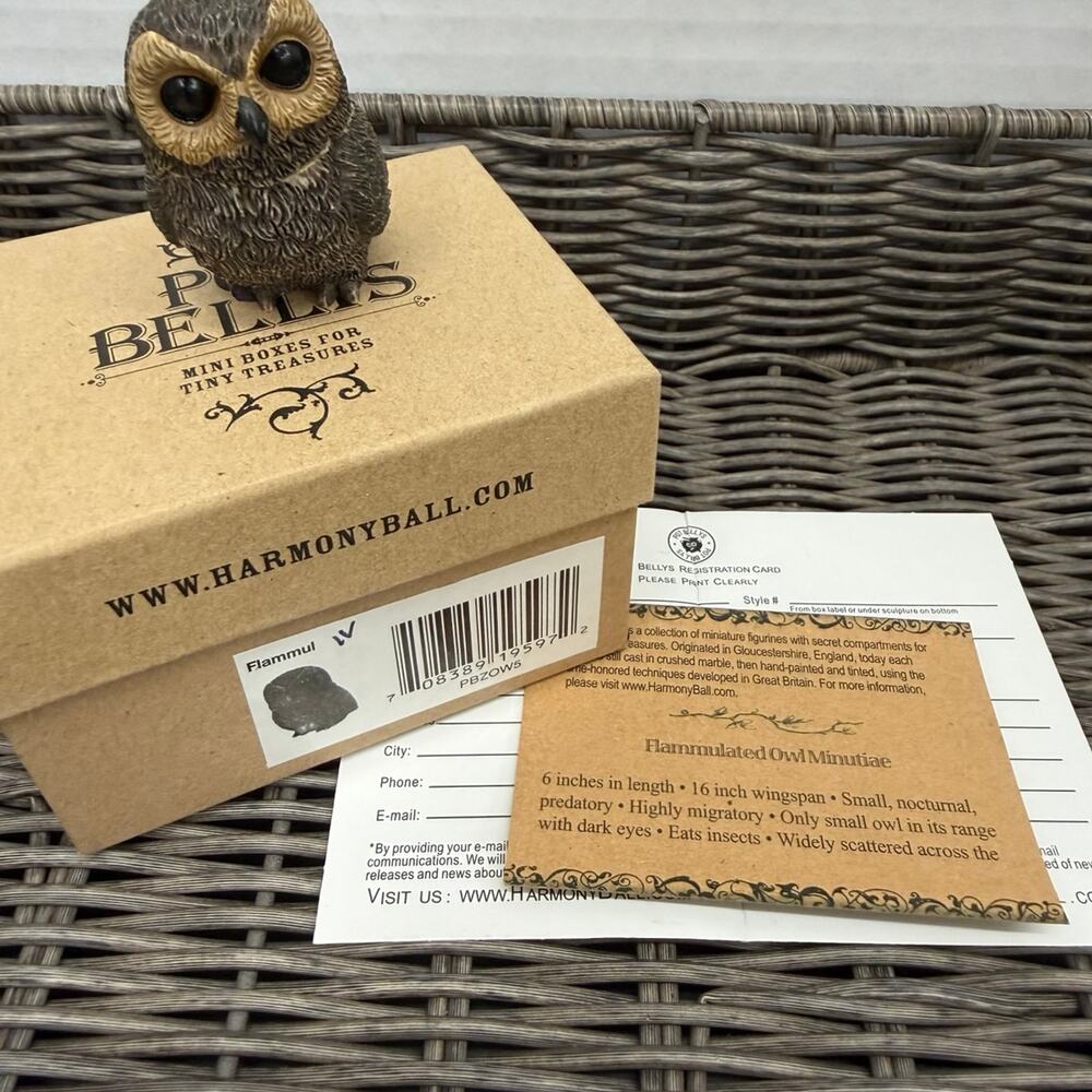 HARMONY BALL CO. POT BELLY FLAMMUL OWL Trinket Box
